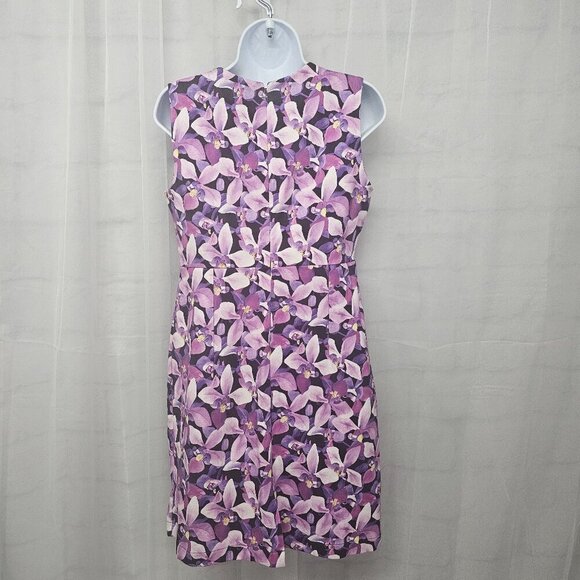 Lands' End Dress Ponte Purple Floral Sleeveless Casual Office Summer 8P - Picture 7 of 13